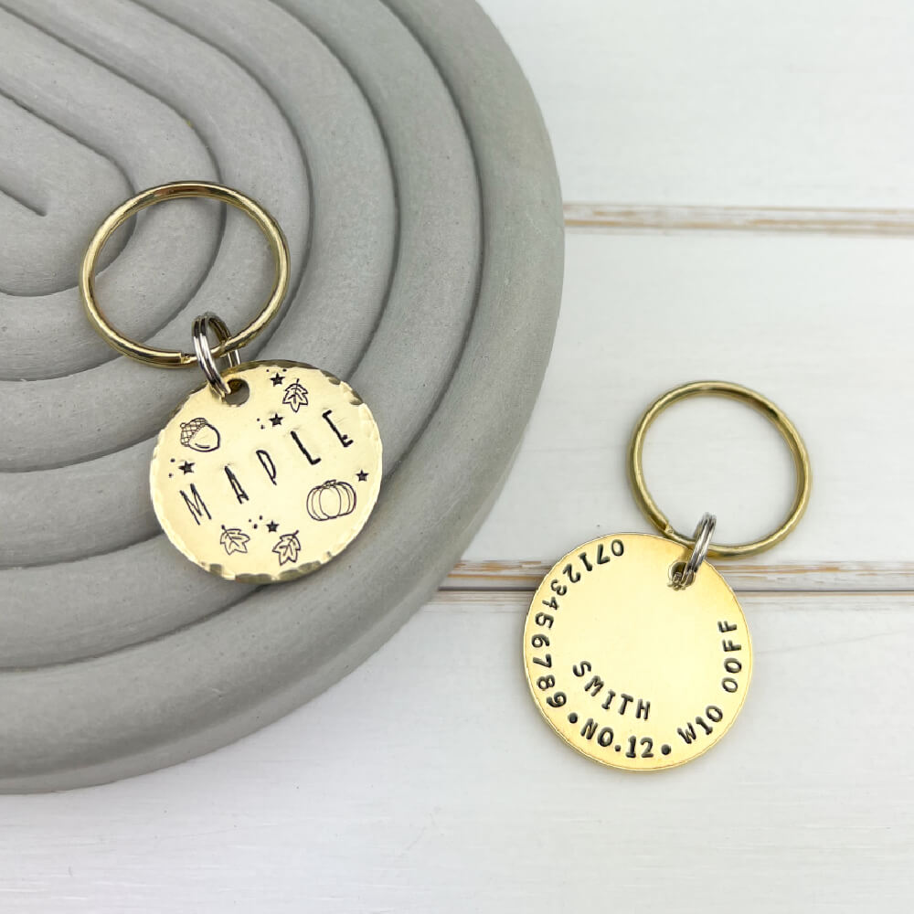 Brass Maple Autumn Dog Tag - Image 2
