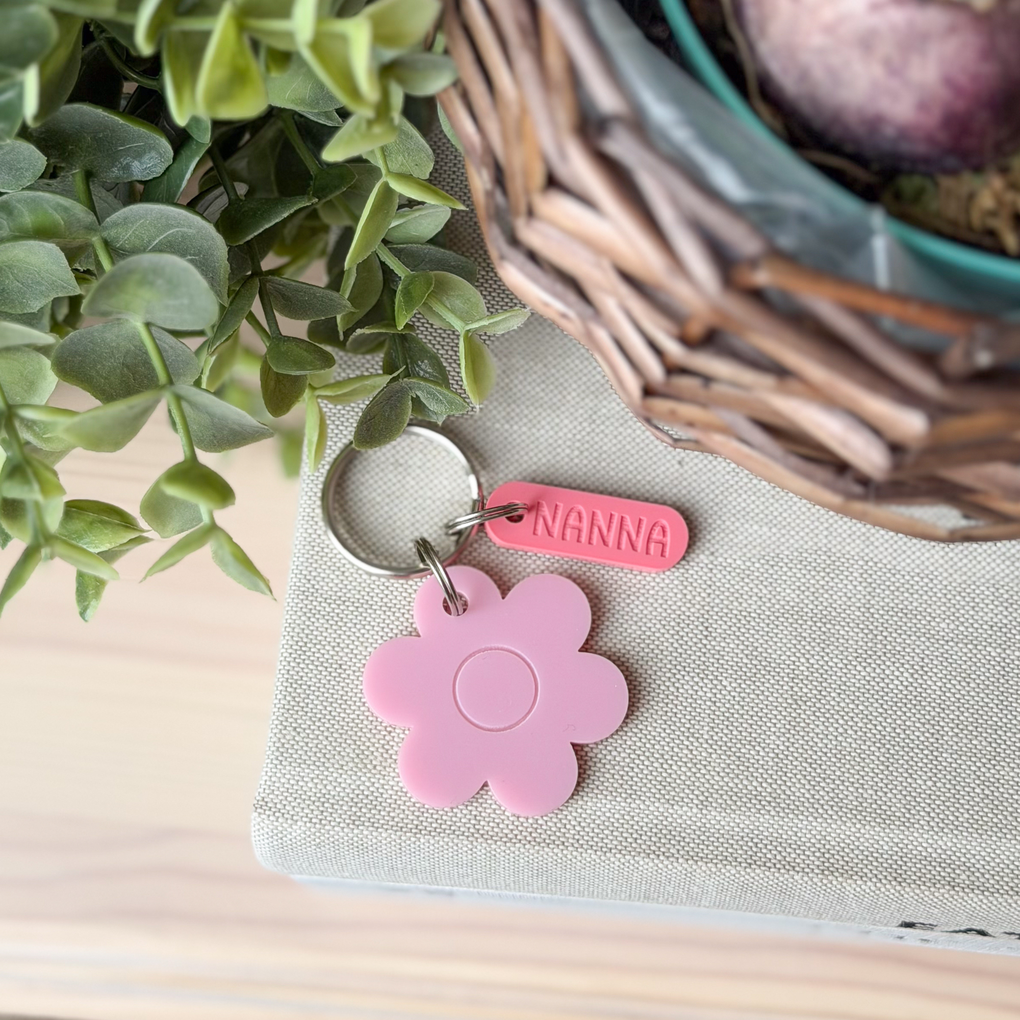 Flower & Name Charm Keyring - Image 2