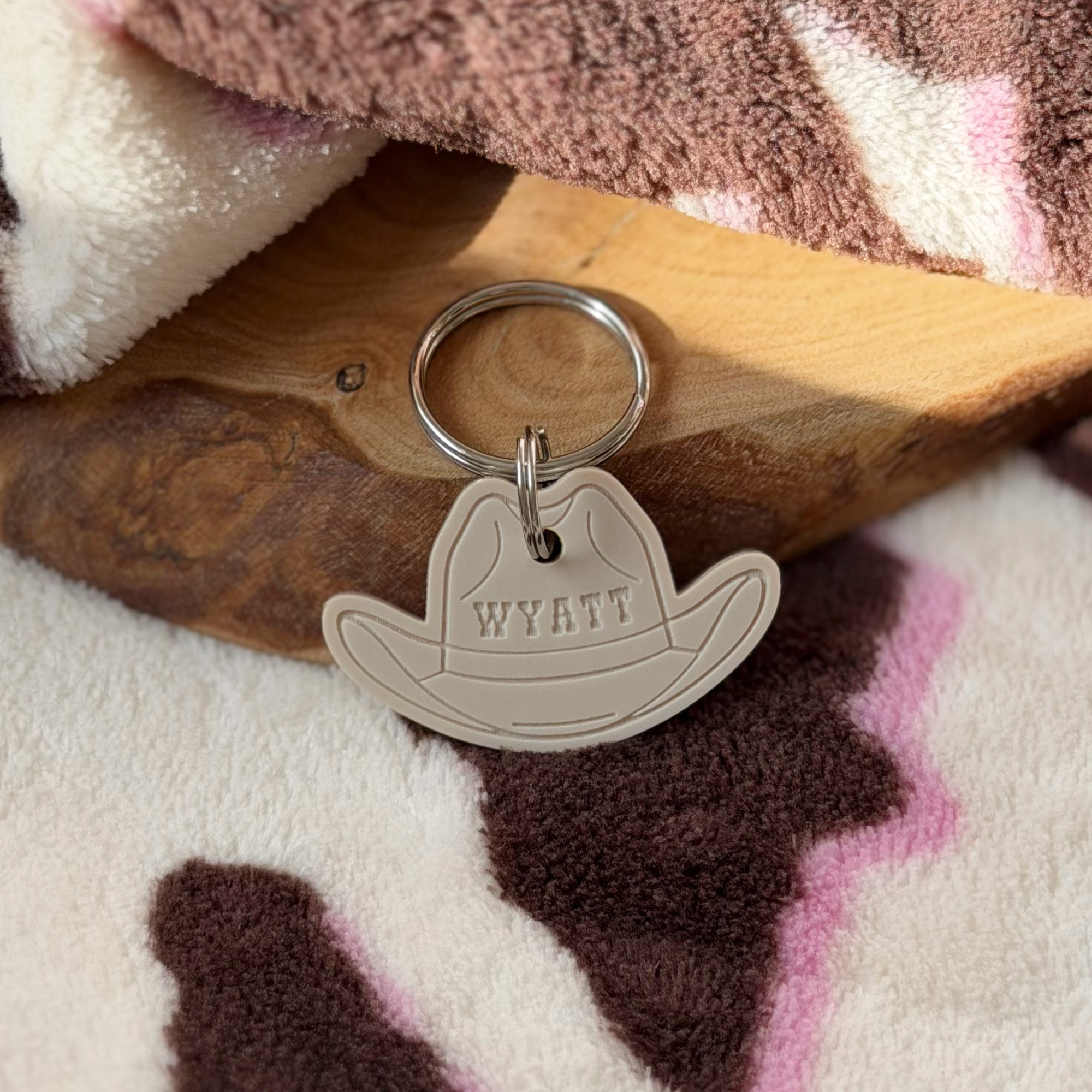 Texas Cowboy / Cowgirl Hat Shape Pet ID Tag - Image 2