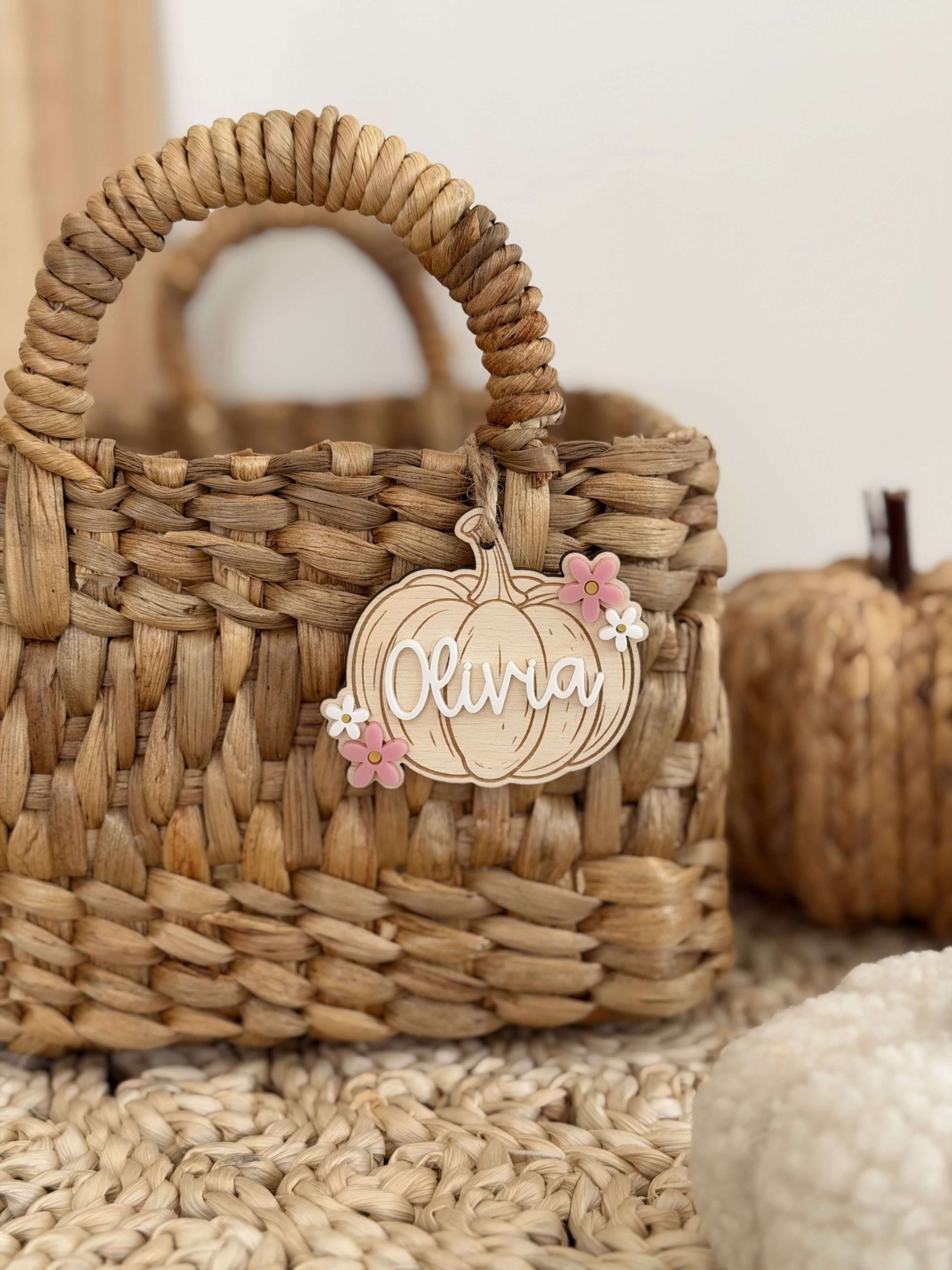 Pumpkin Shaped Floral Themed Boo Basket Tag - Image 3