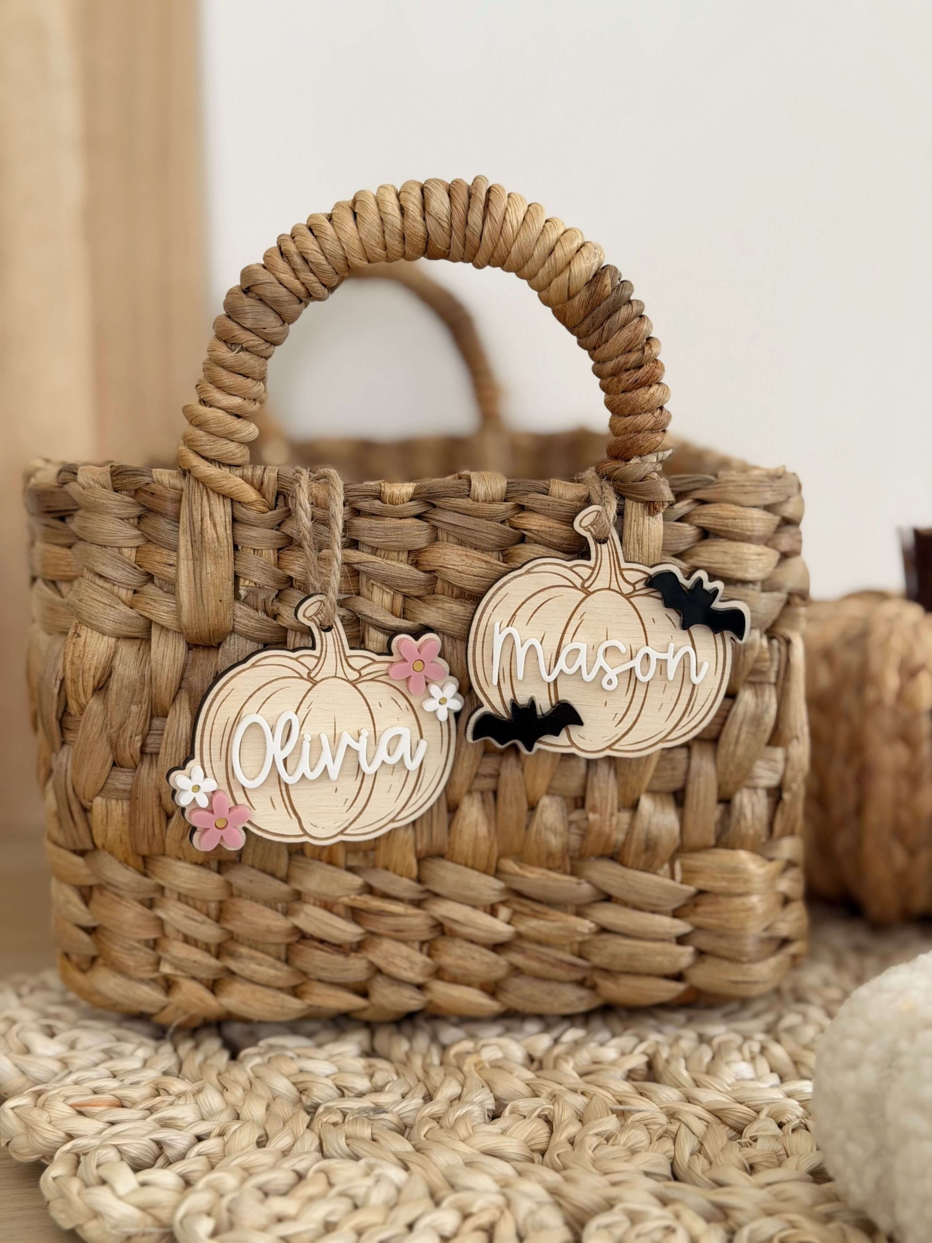 Pumpkin Shaped Floral Themed Boo Basket Tag - Image 4